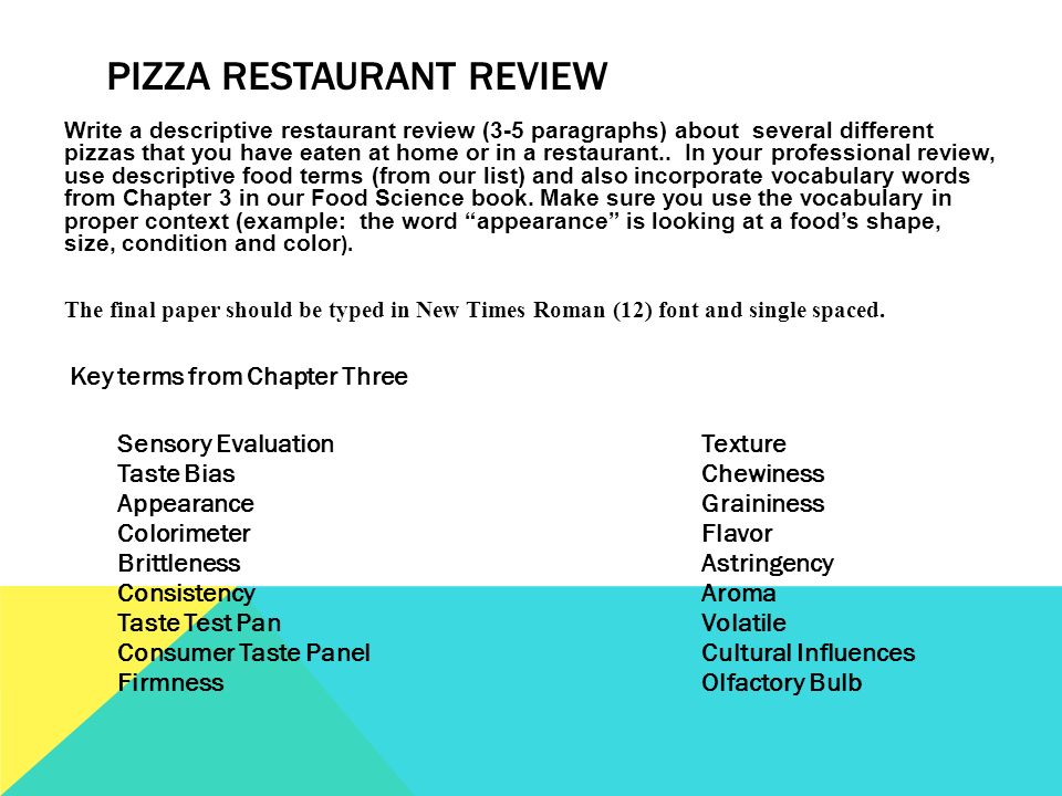 How to start a restaurant review essay